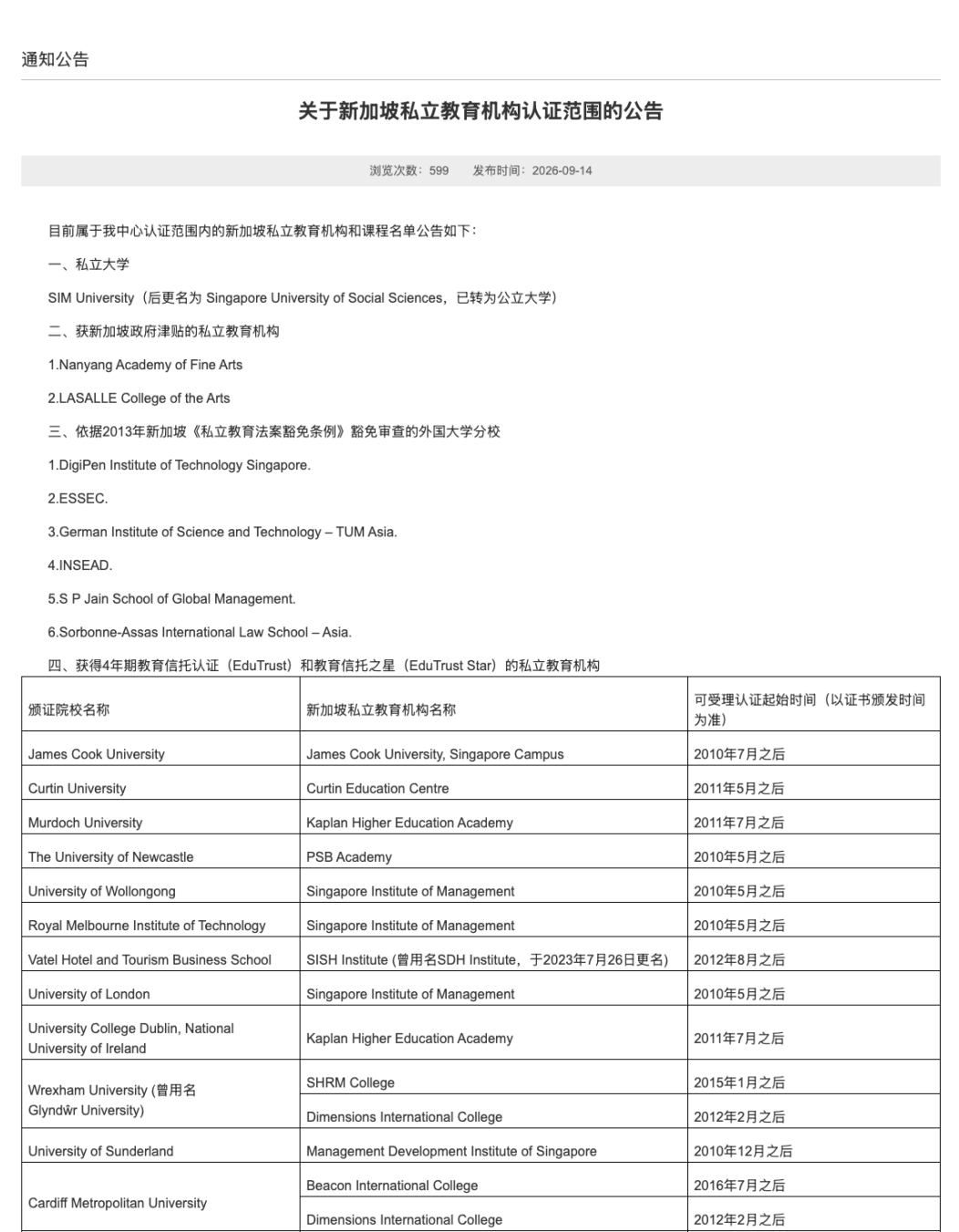 重磅更新!2026年9月新加坡中留服认证院校完整名单出炉,择校必看!插图 重磅更新!2026年9月新加坡中留服认证院校完整名单出炉,择校必看!插图